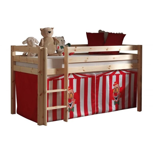 PINO  Lit Compact Pin Massif Naturel 209 x 105 x 114 cm + Rideau de lit Chucky