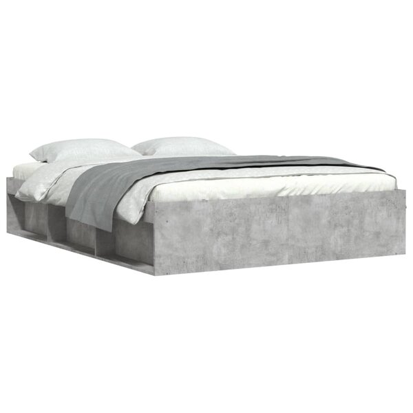 vidaXL Cadre de lit gris béton 140x190 cm