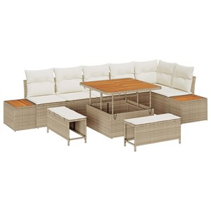 vidaXL Ensemble de canapé de jardin avec coussin 9 Pièces Beige et crème
