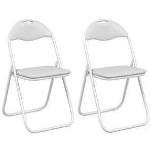 vidaXL Chaise pliante 2 pc Simili cuir Blanc 48 x 43 5 x 81 cm