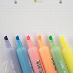 Présentoir Apli de Surligneurs Fluorescents en Forme de Bonbon - Double Pointe : Plate 5mm et Ronde 2mm - 6 Couleurs Fluor - 36 Marqueurs (6 par Couleur)