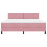 Lit Box Spring avec Matelas Rose Super King en Velours