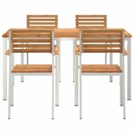 vidaXL EnsembledeRepasdeJardin 5 Pièces Marron TeckMassif