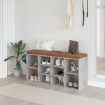vidaXL Banc à chaussures Gris béton 103x30x48 cm Bois d'ingénierie