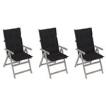 vidaXL Chaises inclinables de jardin 3 Pièces avec coussins Bois d'acacia