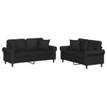 vidaXL Ensemble de canapés 2 Pièces avec coussins noir similicuir