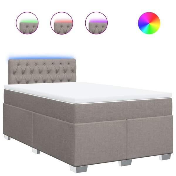 vidaXL Sommier à lattes de lit avec matelas Taupe 120x200 cm Tissu