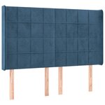 vidaXL Tête de lit à LED Bleu foncé 147x16x118/128 cm Velours