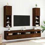vidaXL Meuble TV avec lumières LED chêne marron 30 5x30x102 cm