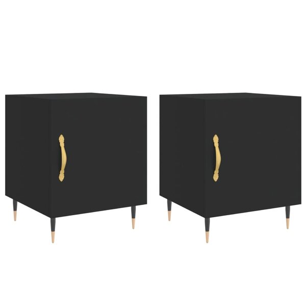vidaXL Tables de chevet 2 Pièces noir 40x40x50 cm bois d’ingénierie