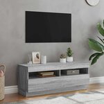 vidaXL Meuble TV avec lumières LED sonoma gris 100x35x40 cm