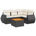 vidaXL Salon de jardin 5 Pièces avec coussins noir résine tressée