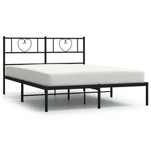 vidaXL Cadre de lit métal sans matelas avec tête de lit noir 150x200cm