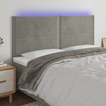 vidaXL Tête de lit à LED Gris clair 160x5x118/128 cm Velours