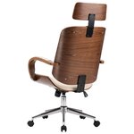 vidaXL Chaise de bureau avec appuie-tête Crème Similicuir et bois