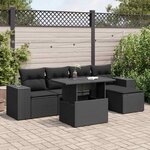 vidaXL Salon de jardin 6 Pièces avec coussins noir résine tressée