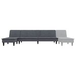 vidaXL Canapé-lit en forme de L gris 255x140x70 cm velours
