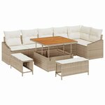 vidaXL Ensemble de canapé de jardin avec coussin 9 Pièces Beige polyrotin