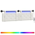 vidaXL Tête de lit suspendue Avec lumière LED Blanc Simili cuir