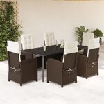 vidaXL Ensemble à manger de jardin et coussins 7 Pièces marron rotin