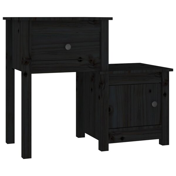 vidaXL Table de chevet Noir 79 5x38x65 5 cm Bois de pin massif