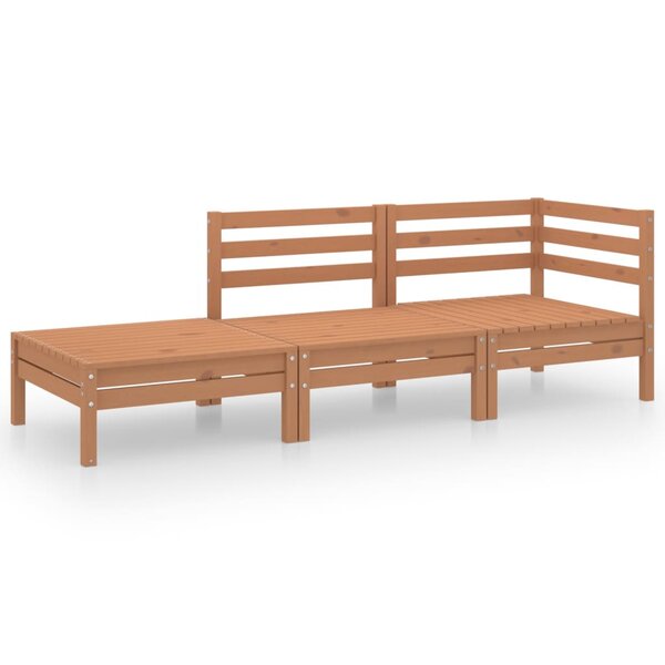 vidaXL Salon de jardin 3 Pièces Marron miel Bois de pin massif