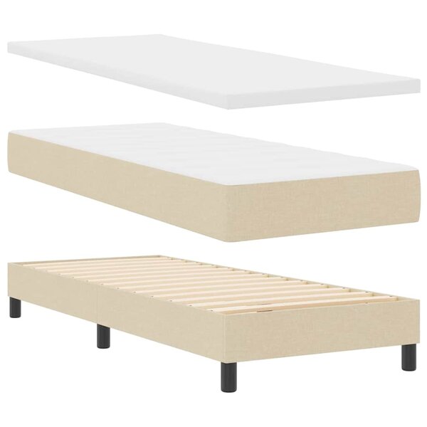vidaXL Lit boxspring avec matelas avec matelas Crème 80 x 200 cm tissu