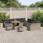 vidaXL Ensemble de canapé de jardin 13 Pièces Gris Poly rotin