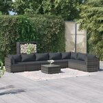 vidaXL Salon de jardin 8 Pièces avec coussins Résine tressée Gris