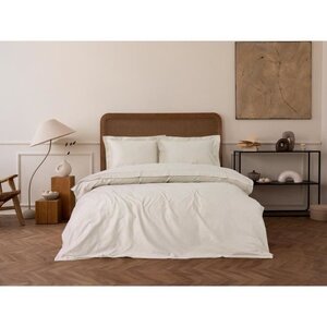 Parure de lit - housse de couette 220 x 240 + 2 taies d'oreiller 60 x 60 - Satiné coton - Beige