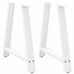 vidaXL Pieds de table à manger en forme de A 2 pièces Blanc 70 x (72-73) cm Acier