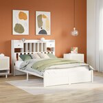 vidaXL Lit bibliothèque sans matelas blanc 140x190 cm bois pin massif
