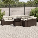 vidaXL Salon de jardin 10 Pièces avec coussins marron résine tressée