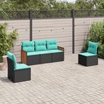 vidaXL Salon de jardin 5 Pièces avec coussins noir résine tressée