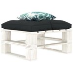 vidaXL Repose-pied palette avec coussin anthracite et fleur Bois