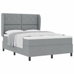 vidaXL Lit à ressorts avec matelas Gris clair 140 x 190 cm tissu