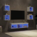 vidaXL Unités murales TV avec LED 7 Pièces blanc bois d'ingénierie