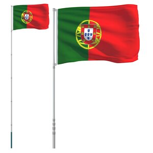 vidaXL Drapeau du Portugal et mât 5 55 m Aluminium