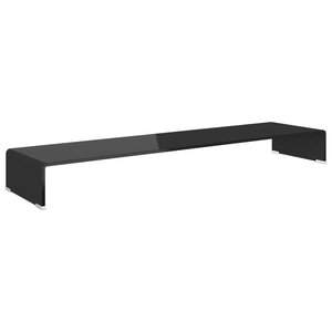 vidaXL Meuble TV/support pour moniteur 120x30x13 cm verre noir