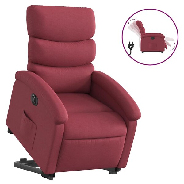 vidaXL Fauteuil inclinable électrique rouge bordeaux tissu