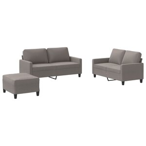 vidaXL Ensemble de canapés 3 Pièces avec coussins Taupe Tissu