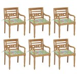 vidaXL Chaises Batavia avec coussins 6 Pièces Bois de teck solide
