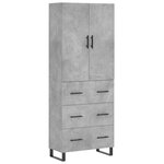 vidaXL Buffet haut Gris béton 69 5x34x180 cm Bois d'ingénierie