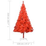 vidaXL Sapin de Noël artificiel pré-éclairé et support rouge 210cm PVC