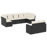 vidaXL Salon de jardin 9 Pièces avec coussins noir résine tressée