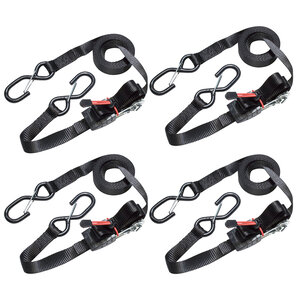 Sangle d'Arrimage avec Crochets et Cliquet  Noir  4 25m x 25mm Sangle  Pack de 4