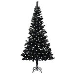 vidaXL Sapin de Noël artificiel pré-éclairé et support noir 240 cm PVC