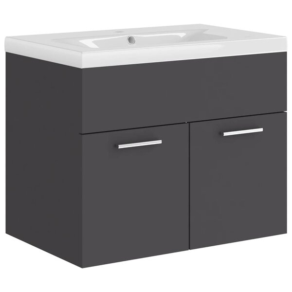 vidaXL Armoire d'évier avec lavabo intégré Gris Aggloméré