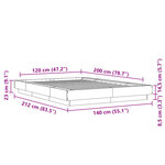 vidaXL Cadre de lit sans matelas gris béton 120x200 cm