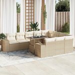 vidaXL Salon de jardin 11 Pièces avec coussins beige résine tressée